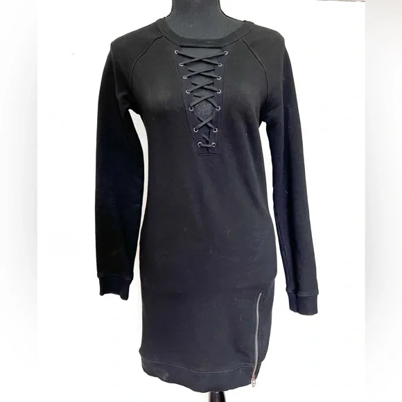 Pam & Gela | Dresses | Pam Gela Sweatshirt Dress With Lace Up Front Size P  | Poshmark